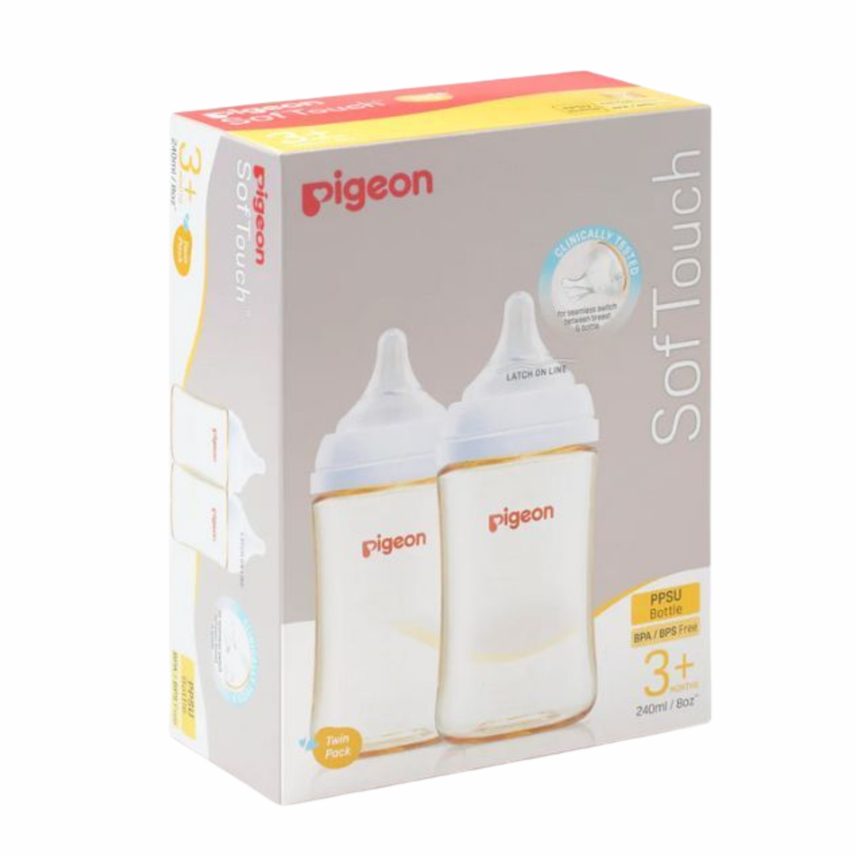 Pigeon SofTouch PPSU Bottle 3m+ Twin Pack 240ml