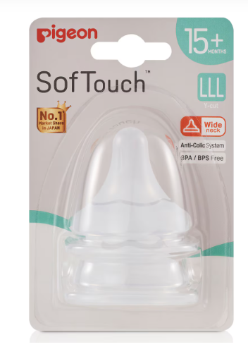 Pigeon SofTouch Peristaltic Plus 15m+ LLL Y-cut Wide Neck 2pcs