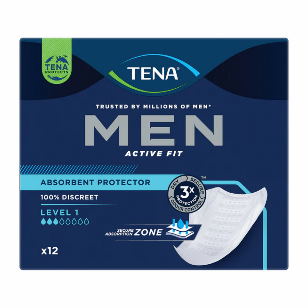 Tena Men Absorbent Protector Level 1 3 Drops Light 12 Pack