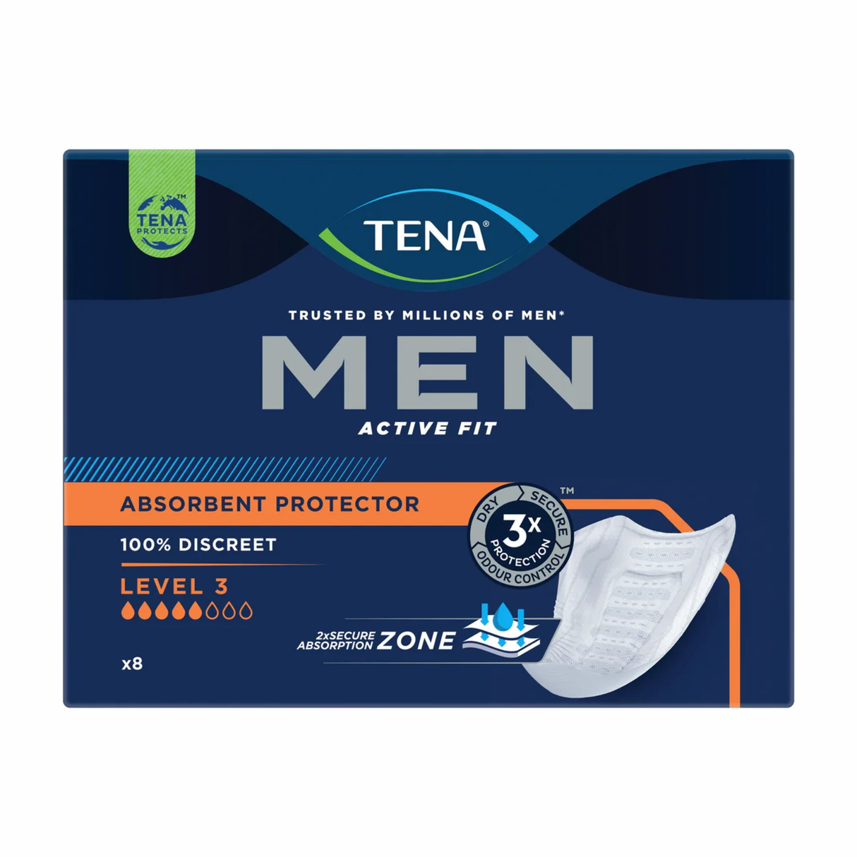 Tena Men Absorbent Protector Level 3 5 Drops Super 8 Pack