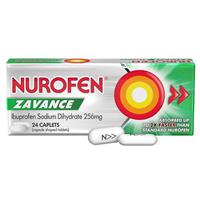 Nurofen Zavance Ibuprofen Sodium Dihydrate 256mg 24 Caplets