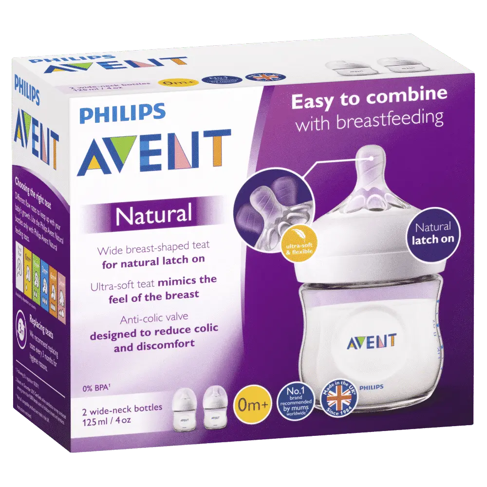 Philips Avent Natural Feeding Bottle 0m+ 125ml 2 Pack
