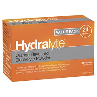 Hydralyte Orange Flavour Electrolyte Powder 24 Sachets