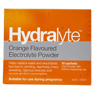 Hydralyte Orange Flavour Electrolyte Powder 10 Sachets