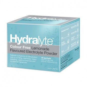 Hydralyte Colour Free Lemonade Powder 10 Sachets