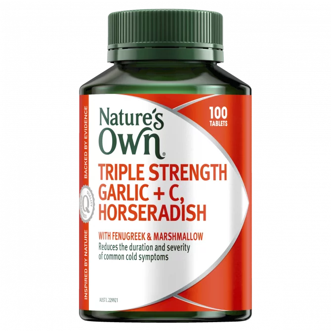Natures Own Triple Strength Garlic+C Horseradish 100 Tablets