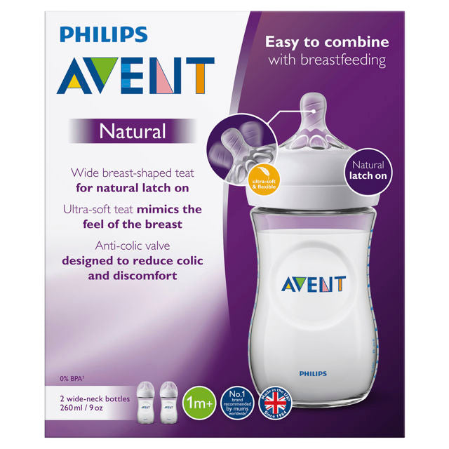 Philips Avent Natural Feeding Bottle 1m+ 260ml 2 Pack